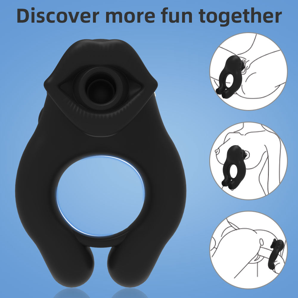 Silicone Cock Ring Clit Suction - Couples Sex Toys for Multi-Point Stimulation