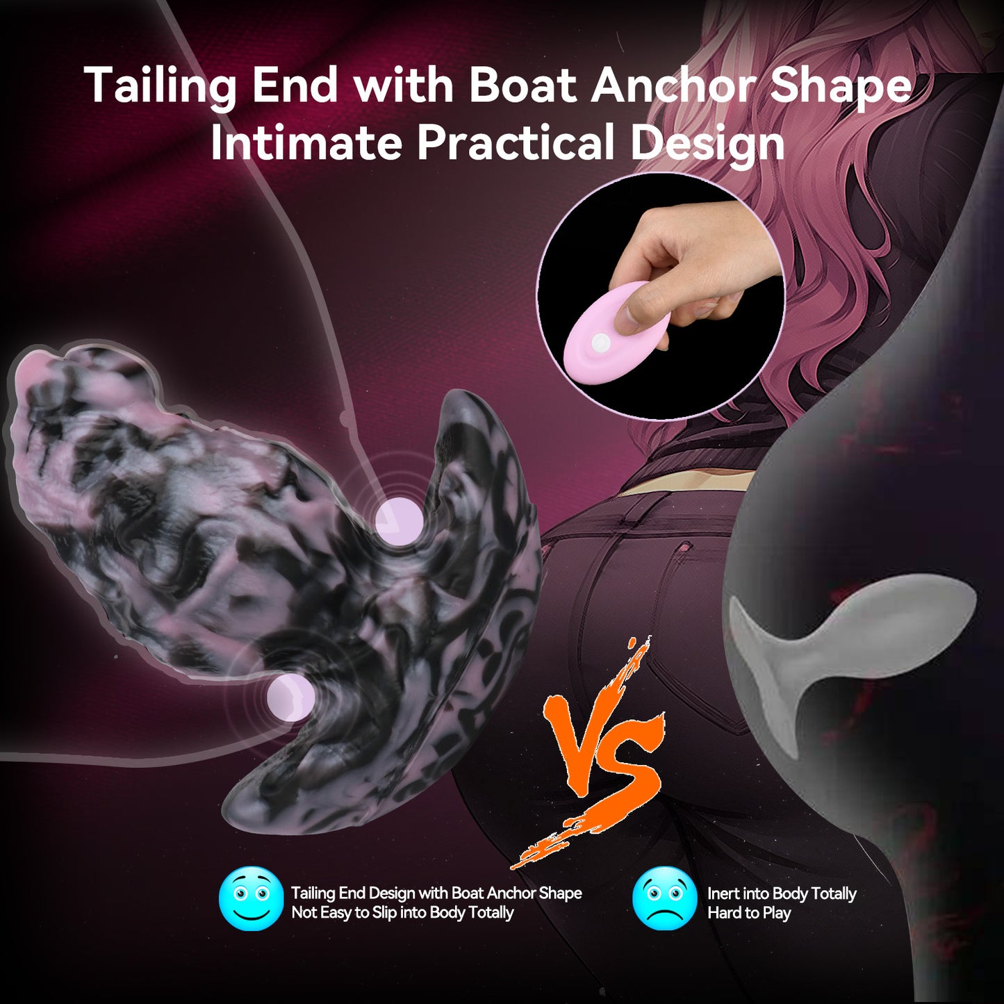 Anchor-Inspired Anal Butt Plug Vibrator- Strap On Fantasy Silicone Dildo Kinky Sex Toys