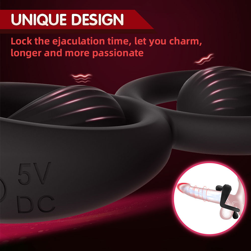 Penis Massage Vibrating Cock Ring-Dual Stimulation & Endurance Booster Sex Game