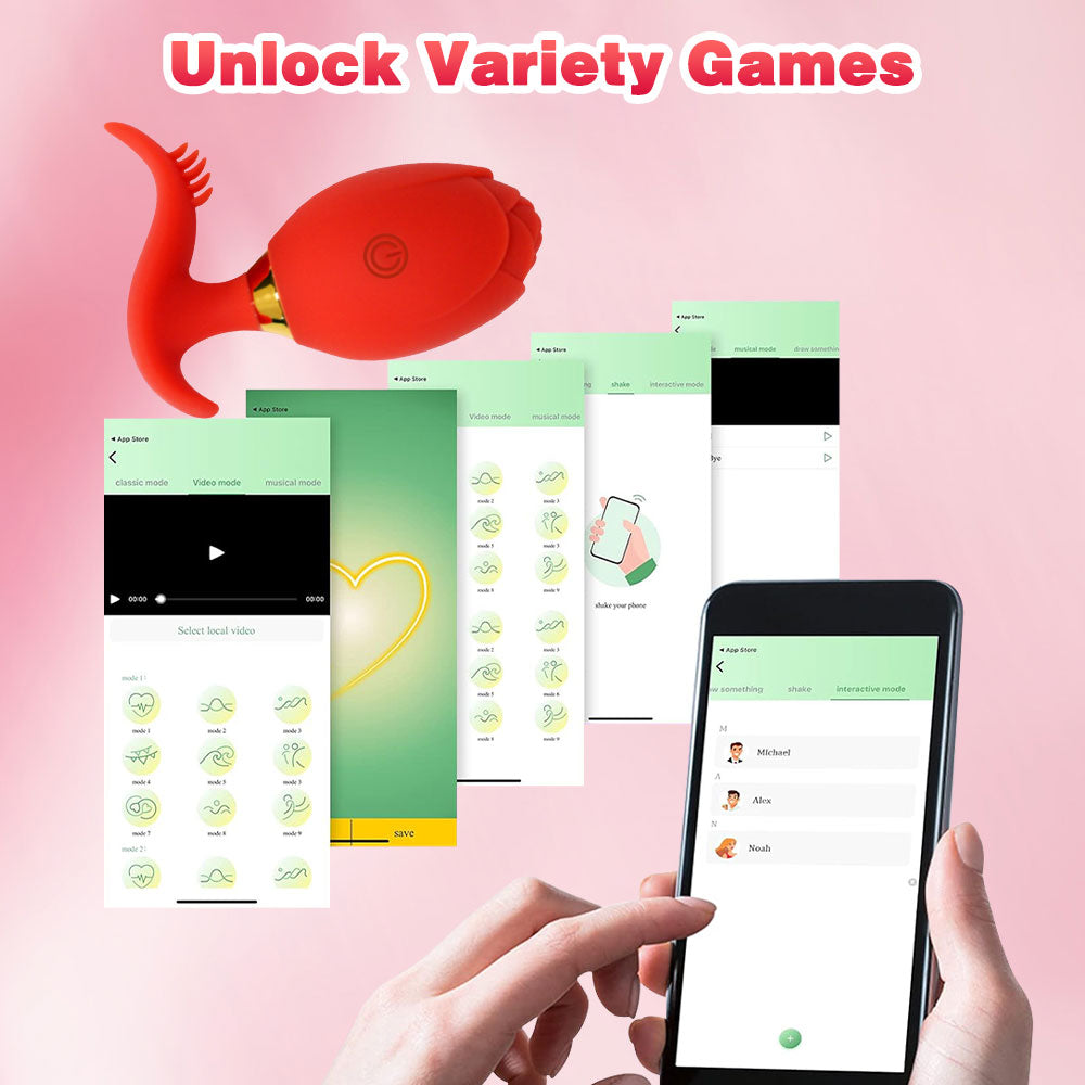 App Controlled Vibrating Anal Plug Rose Toy – Red Waterproof Silicone Female Sex Toy