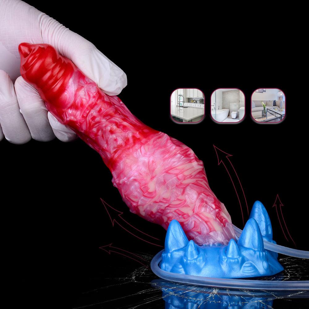 Crimson Inflatable and Water-Spraying Dildo — Revolutionary Sex Toy Design
