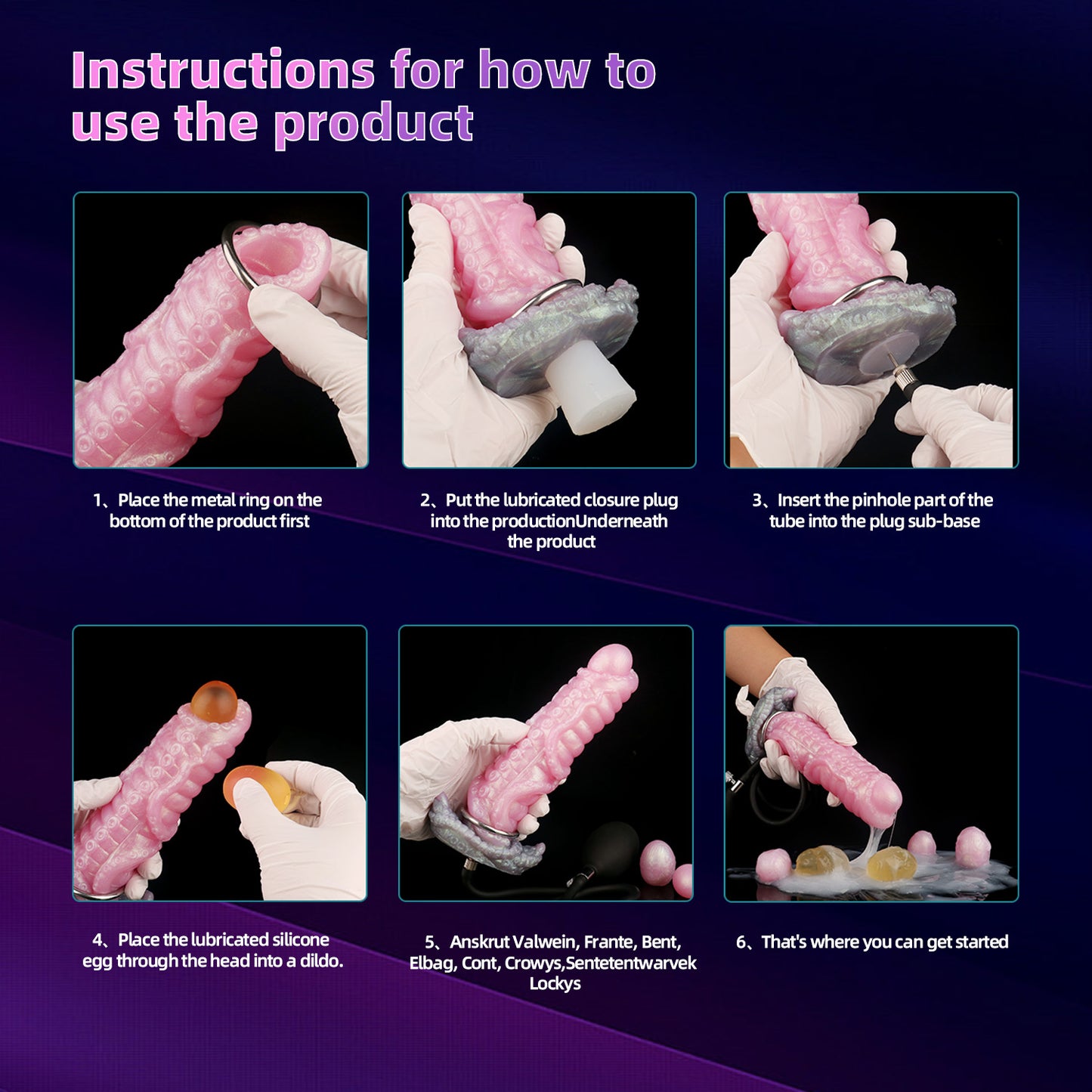 Consolador con tentáculos y ovipositor de fantasía, tapón anal de silicona rosa, para masturbación femenina.