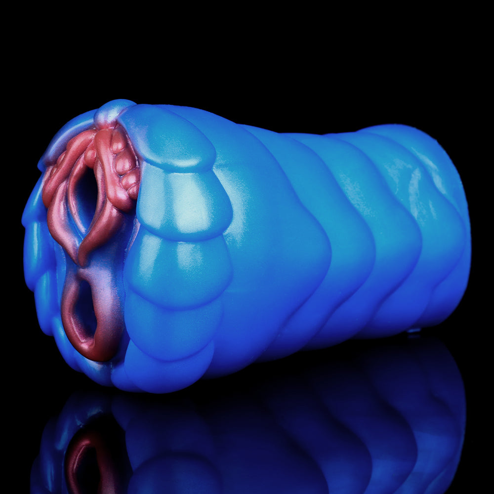 Insectoid Fantasy Vibrating Pocket Pussy — Spiral Silicone Masturbation Cup Shell