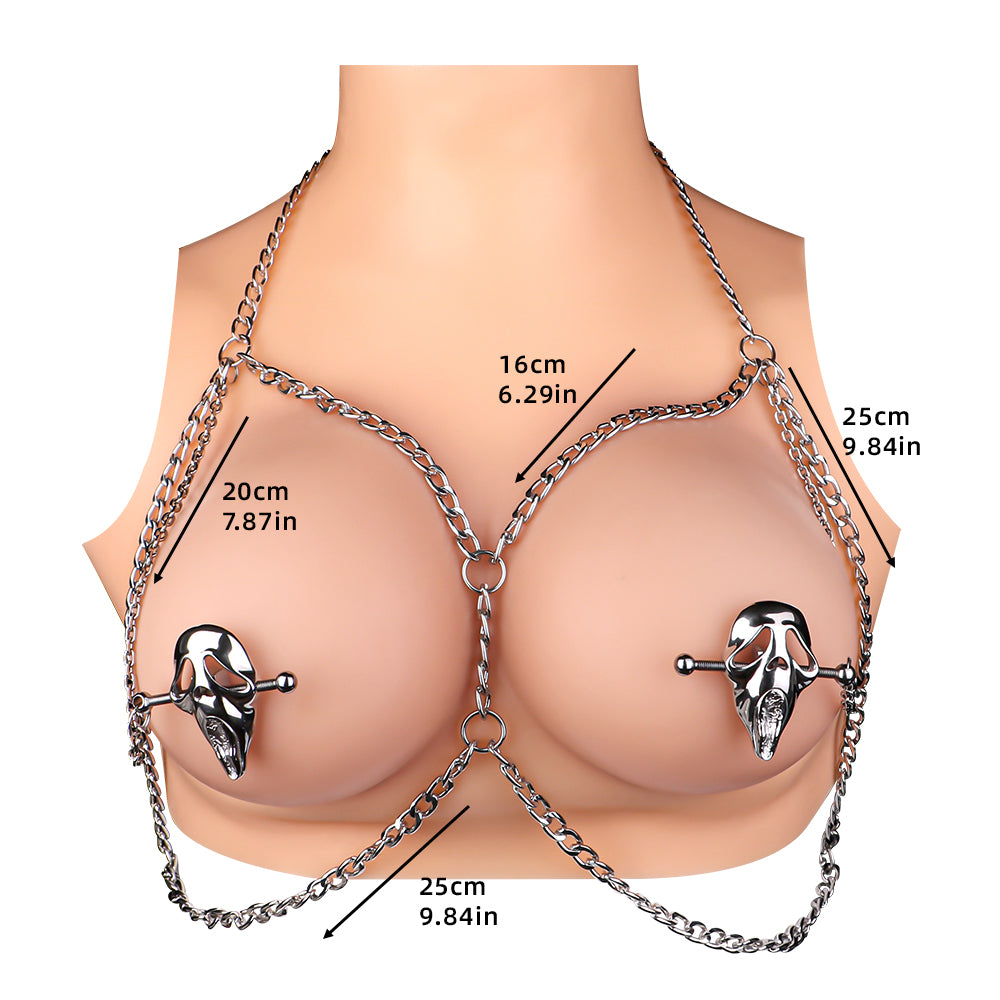 Skull Nipple Clamps Bondage Kit-Metal Kinky Sex Toys for Women