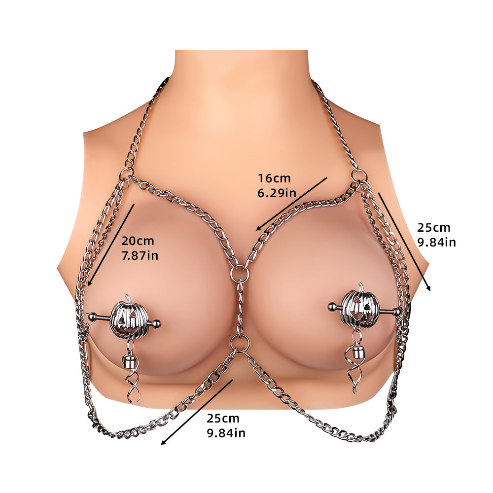 Pumpkin Lantern Nipple Clamps Rope Bondage - Leather HarnessFemale Sex Toys of BDSM
