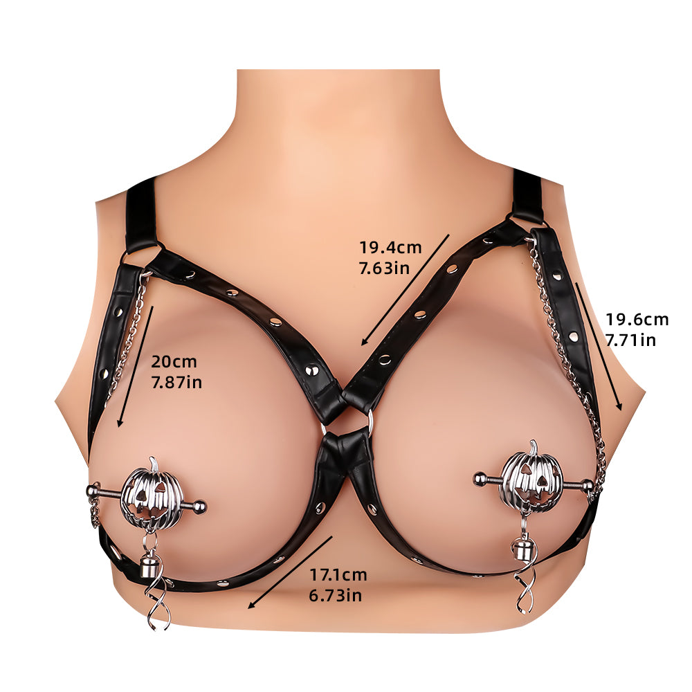 Pumpkin Lantern Nipple Clamps Rope Bondage - Leather HarnessFemale Sex Toys of BDSM