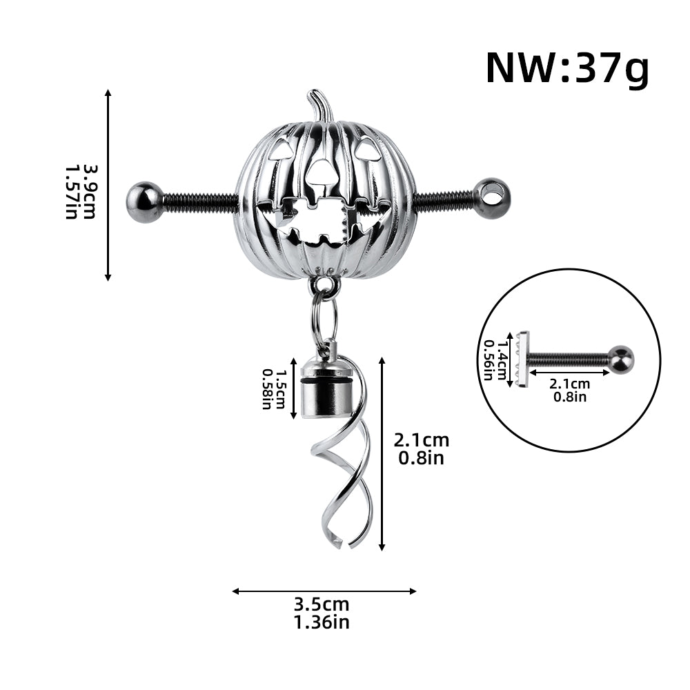Pumpkin Lantern Nipple Clamps Rope Bondage - Leather HarnessFemale Sex Toys of BDSM