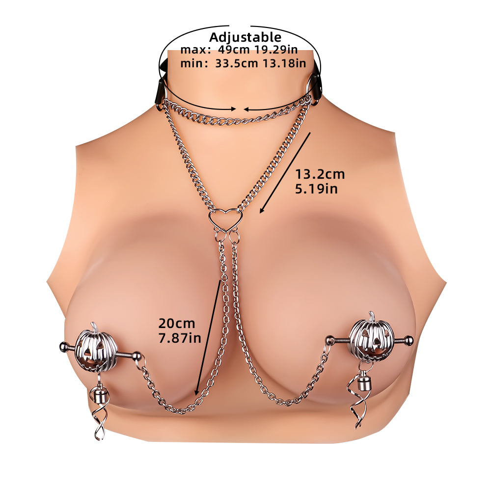 Pumpkin Lantern Nipple Clamps Rope Bondage - Leather HarnessFemale Sex Toys of BDSM