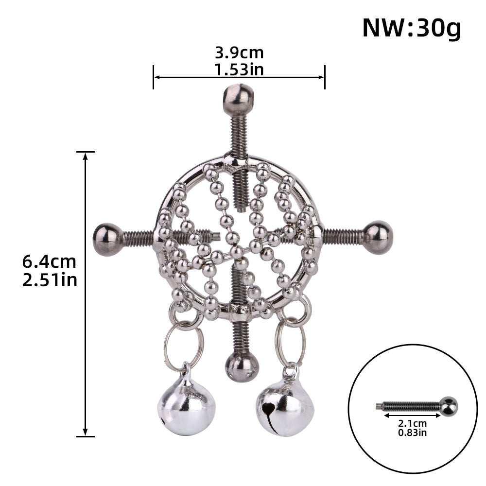 Metal Bell Nipple Clamps Bondage Kit – Extreme Restraints Forced Orgasm Sex Toys