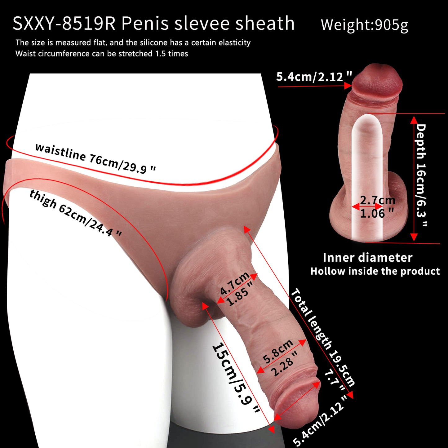 Pantalones de silicona realistas con forma de pene: apariencia realista de juguete sexual