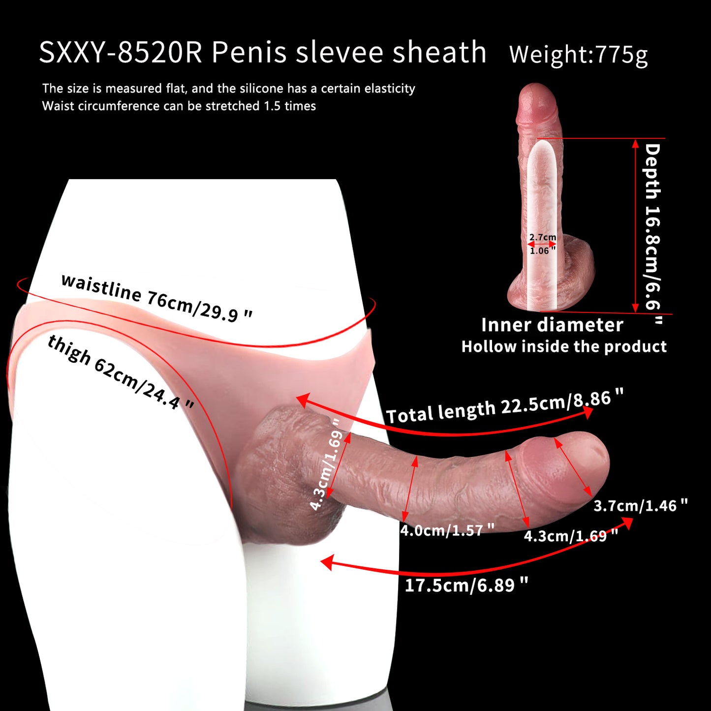 Pantalones de manga de pene realistas mejorados: extensor de pene para mejorar la disfunción eréctil y alargamiento natural