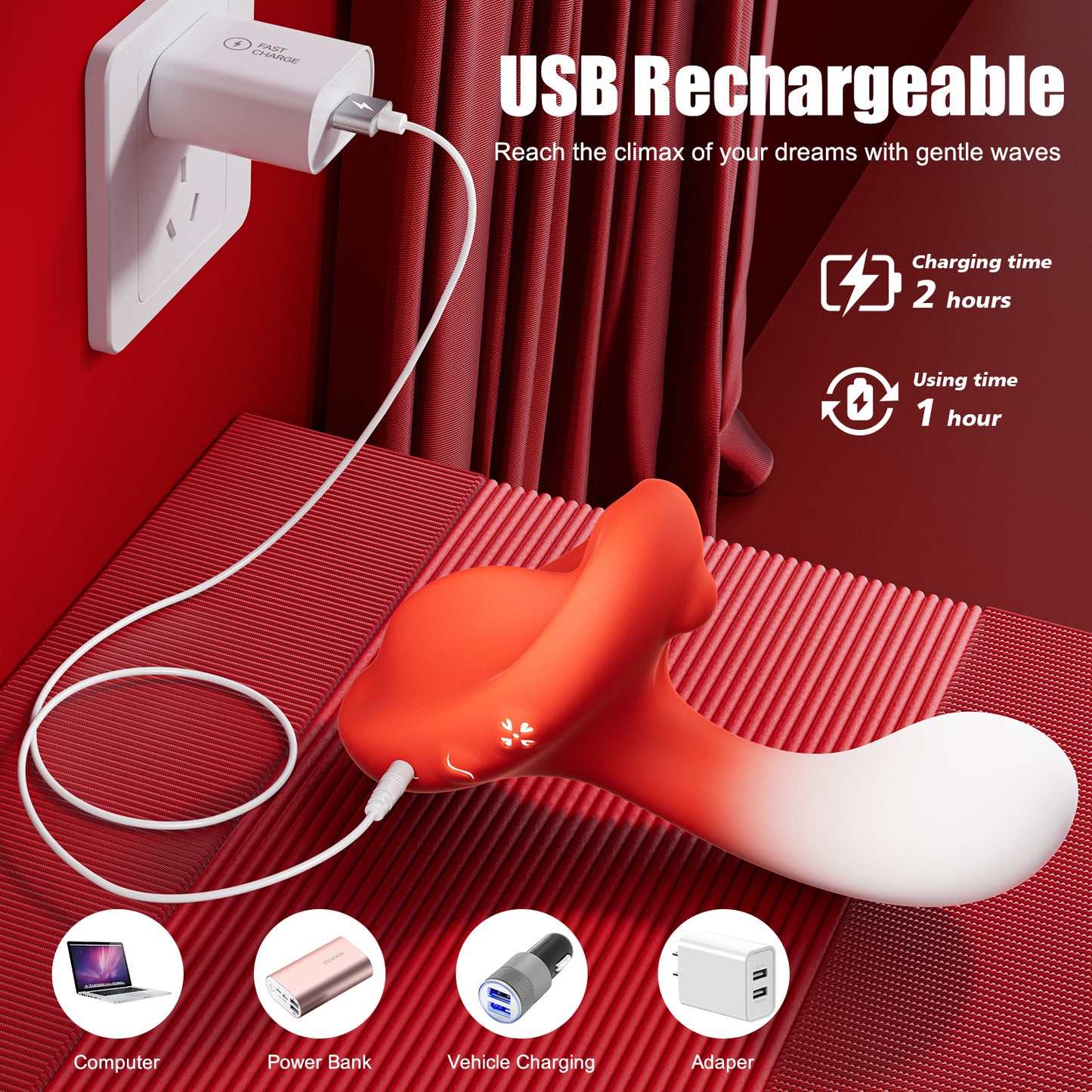 Mushroom Magic Wand Butt Plug-Double Vibrator Massager Masturbation Women Sex Toys