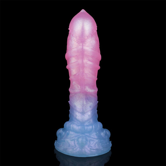 Consoladores con ventosa de fantasía: tapón anal de silicona arcoíris luminoso, juguetes sexuales para mujeres