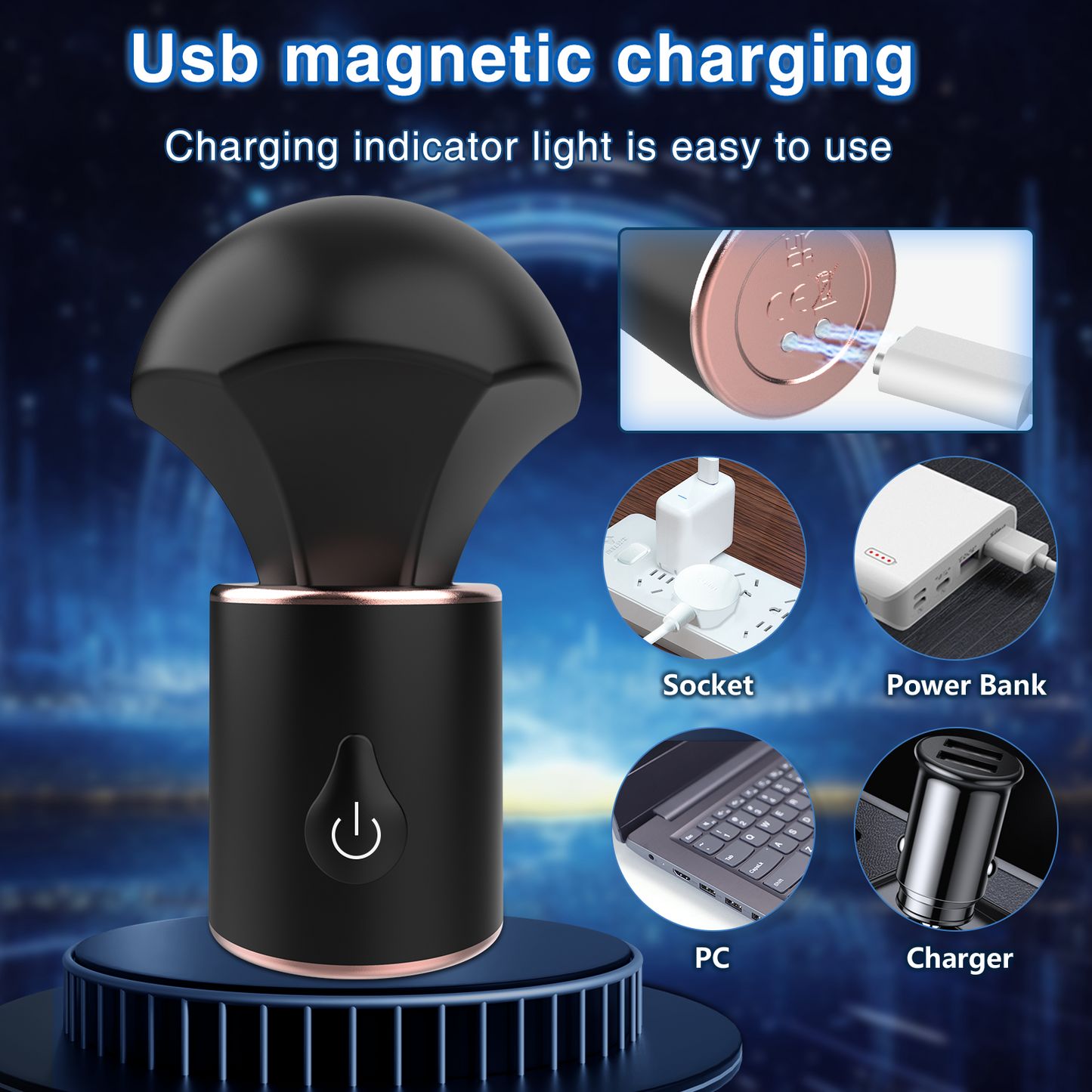 Mini AV Magic Wand Vibrator – Black Forced Orgasm Kinky Sex Toys for Women Men