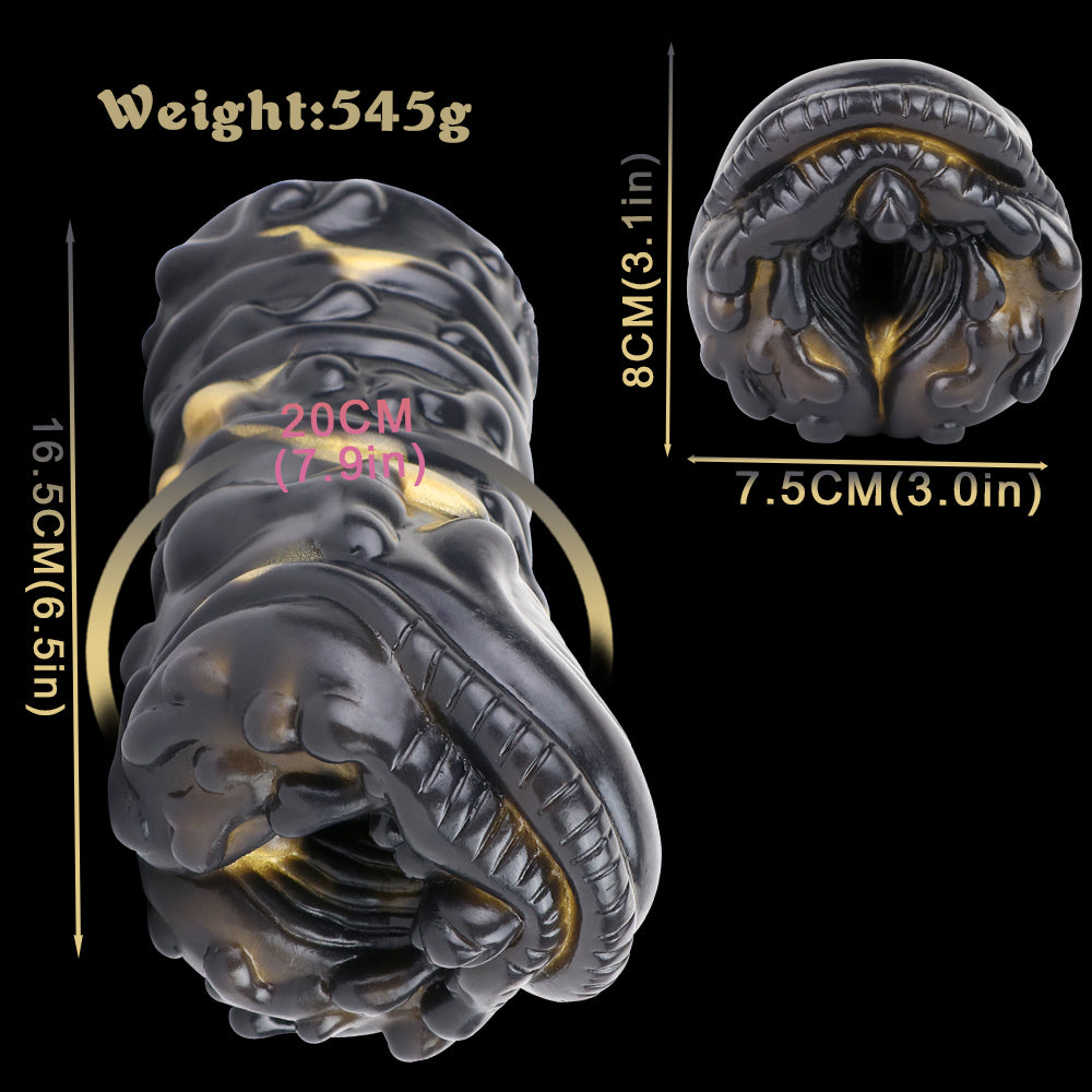 Monster Fantasy Pocket Pussy – Black Gold Silicone Vagina Male Masturbator