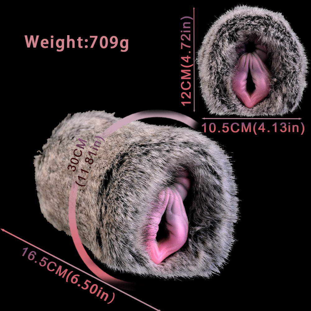 Bull-Shaped Fur Pocket Pussy – Dual-Channel for Male Penile Massage Stimulation