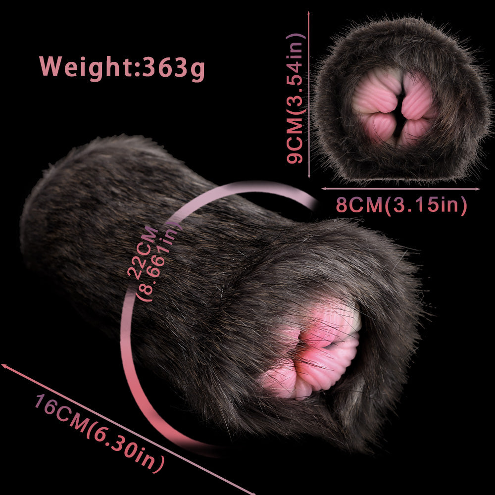 Black Cat Fur Fantasy Pocket Pussy – Insertable Penis Massager Anal Sensation For Men