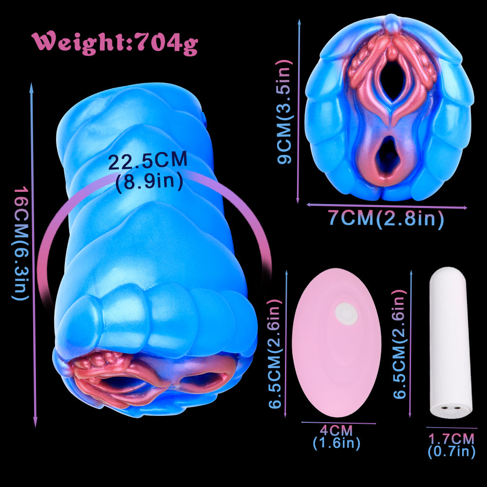 Insectoid Fantasy Vibrating Pocket Pussy — Spiral Silicone Masturbation Cup Shell
