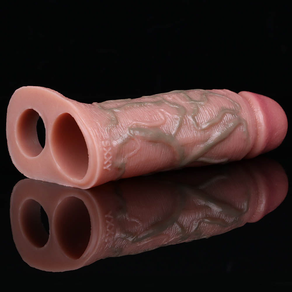 Extra-Long Huge Realistic Dick Sleeve – Enhance Mens 6 inch Penis Extender Adult Toys with Intense Sensory