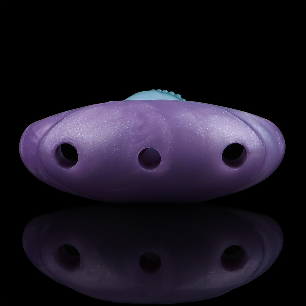 Consolador anal vibrador con correa y cola de zorro – Juguete sexual de silicona morado-azul para mujeres y hombres