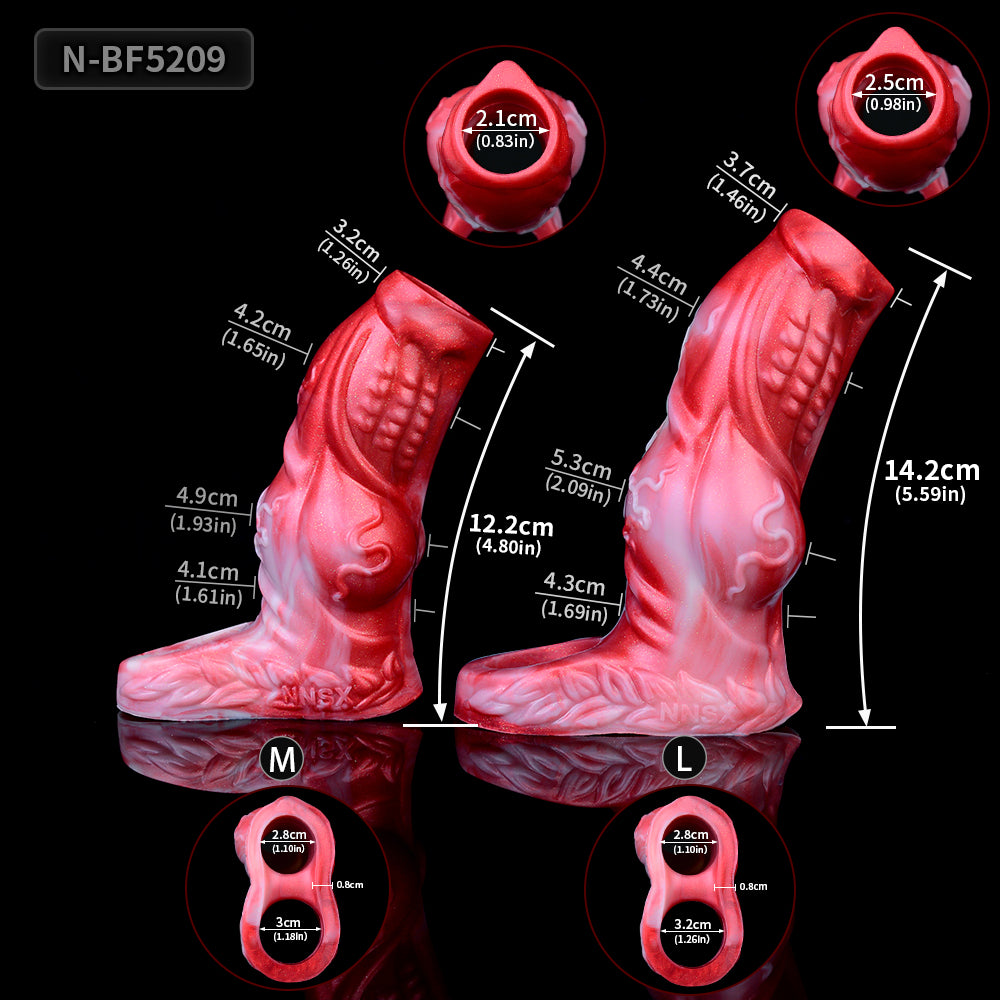 Funda Fantasy Cock para hombres: potenciador de silicona rojo sangre para un alivio suave de la erección