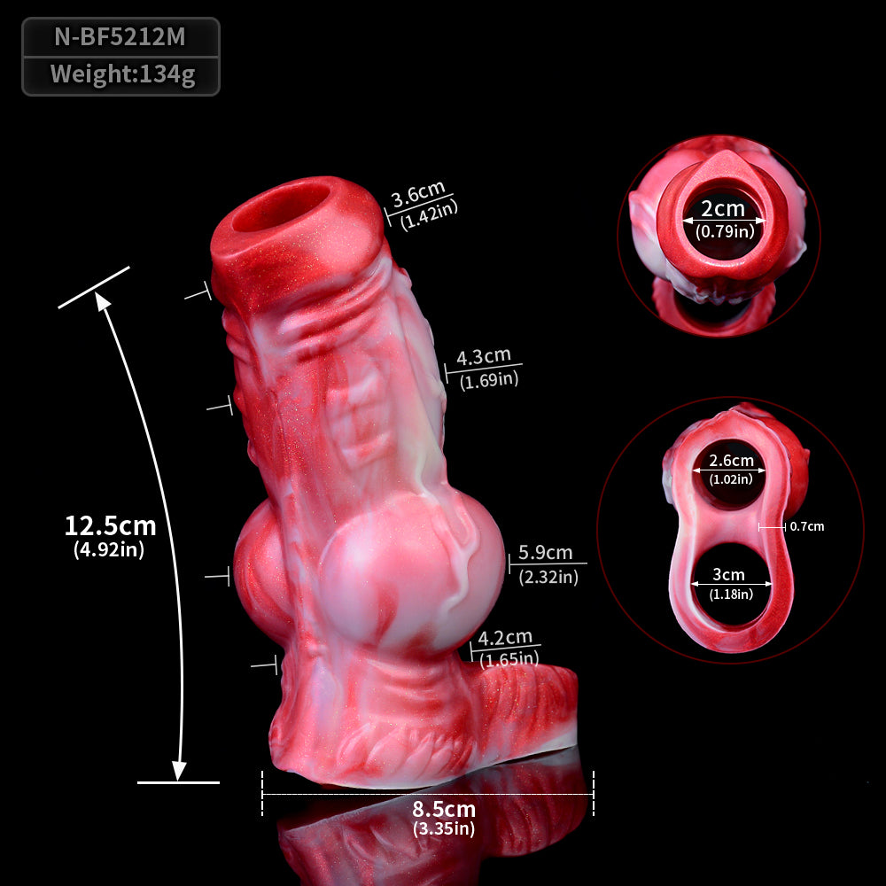 Semi-Enclosed 6-Inch Cock Sleeve– Realistic Silicone Penis Extender with Lifelike Texture