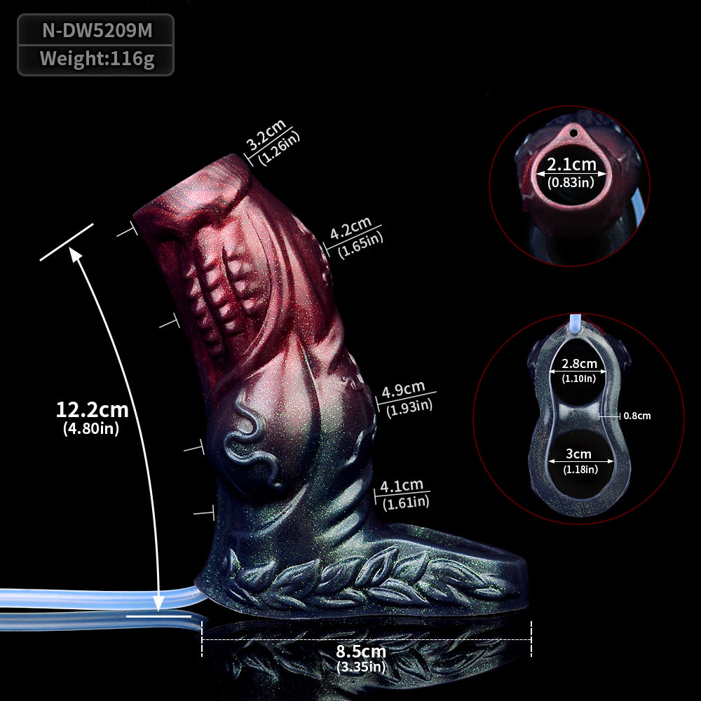 Squirting Penis Sleeve Male Sex Toys — Forced Orgasm Silicone 5.5 Inch Cock Extender
