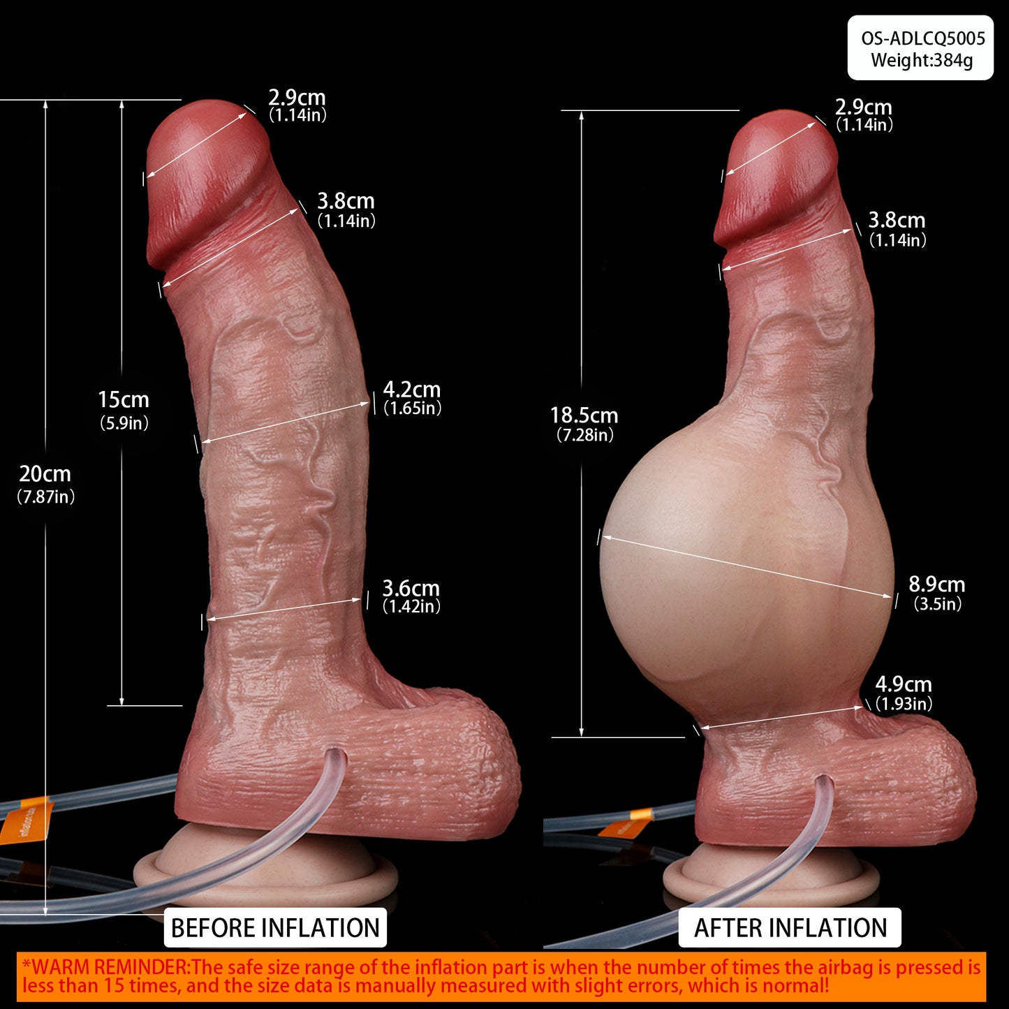 Consolador inflable con chorro de agua, de artesanía detallada: estimulación versátil para el placer lésbico.