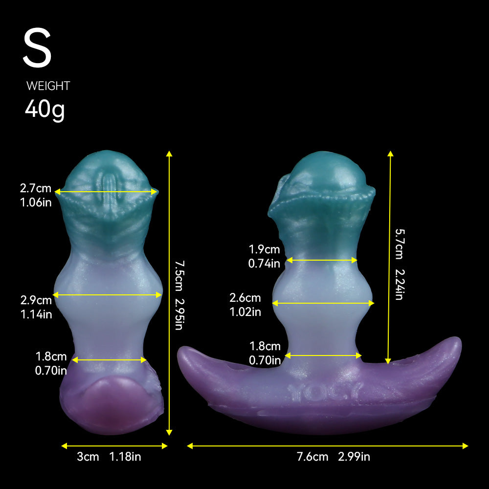 Consolador anal vibrador con correa y cola de zorro – Juguete sexual de silicona morado-azul para mujeres y hombres