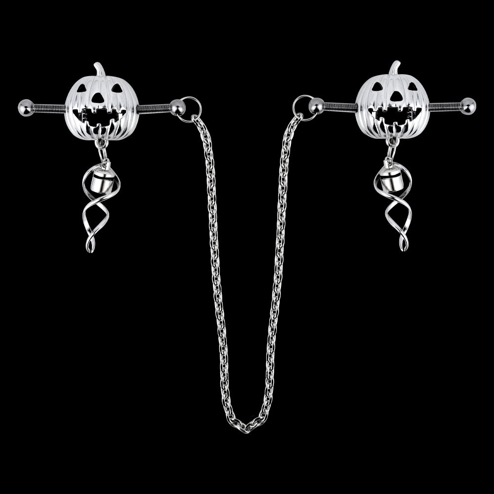 Pumpkin Lantern Nipple Clamps Rope Bondage - Leather HarnessFemale Sex Toys of BDSM
