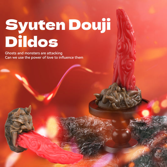 Consolador anal Fantasy Bad Tongue con ventosa de silicona roja, juguete sexual para mujeres