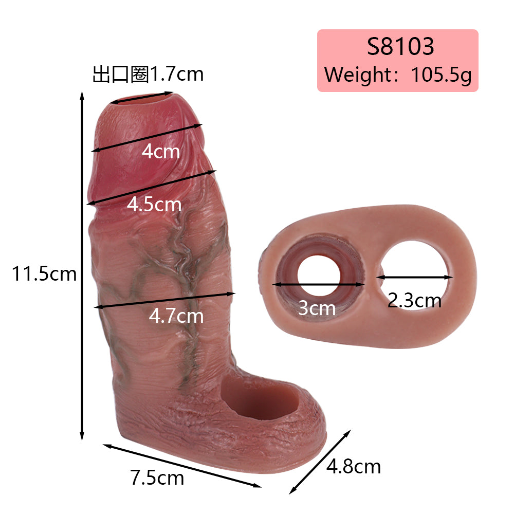 Dual-Texture Penis Sleeve Sheath – Lifelike Cock Extender for Enhanced Male Pleasure