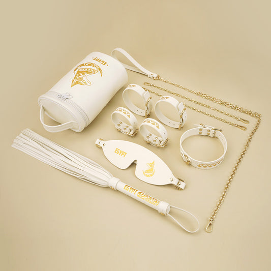 Set de bondage sexual con gato egipcio: juegos BDSM extremos de cuero para adultos