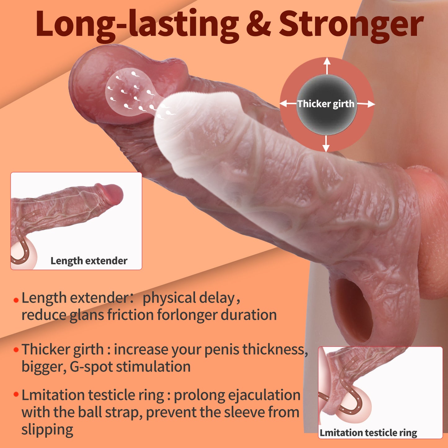 Silicone Cock Sleeve — Prolongs Sexual Passion, Ideal for Male Sex Toys