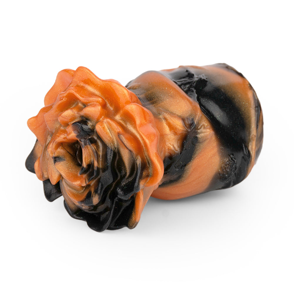 Orange & Black Rose Ball Gag –  Captivating BDSM Creation