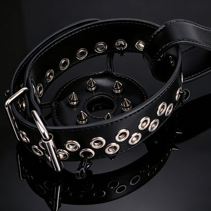 Pink & Black Leather Nipple Clamps with Collar Tether