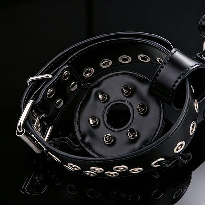 Pink & Black Leather Nipple Clamps with Collar Tether
