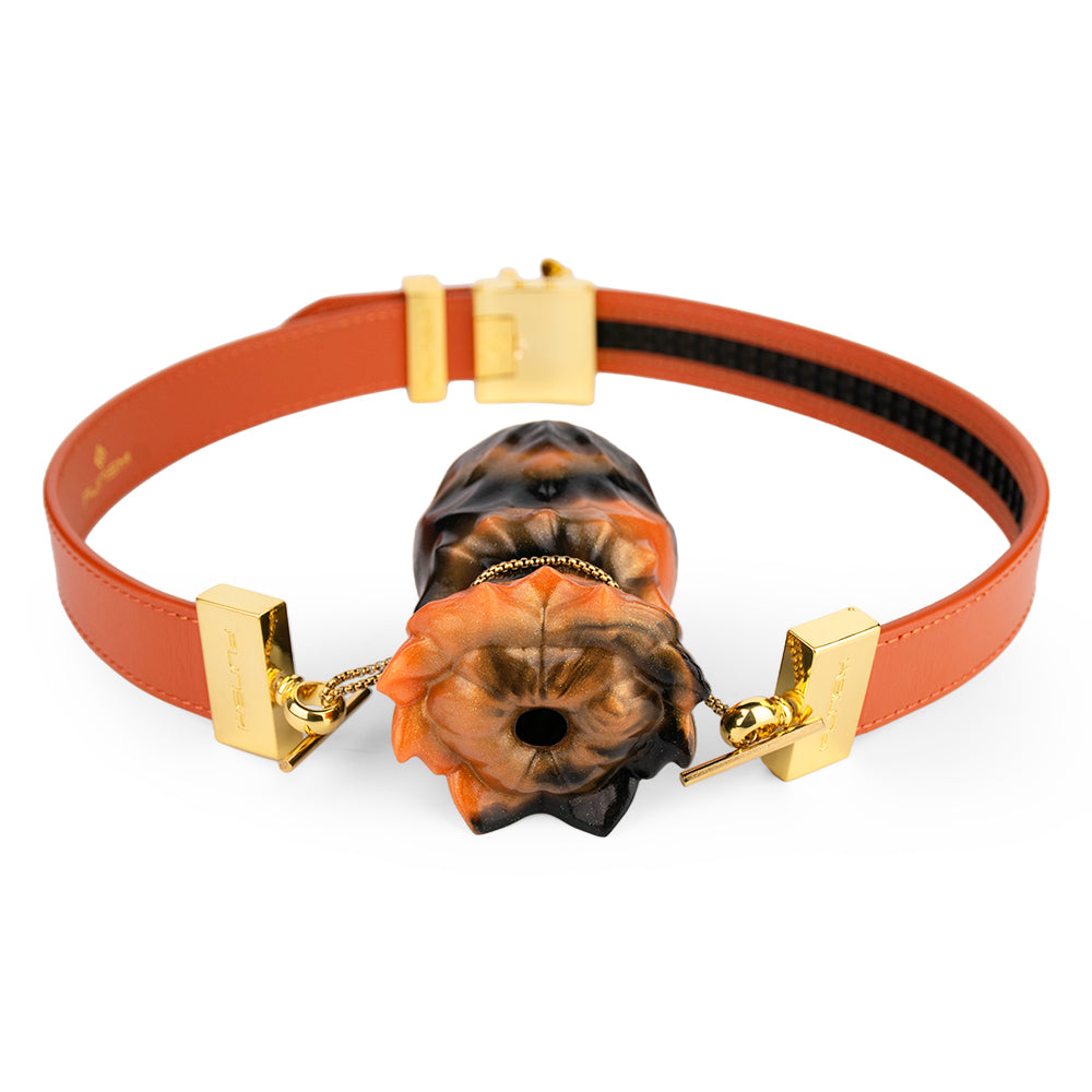 Orange & Black Flower Ball Gag –  Masterpiece in BDSM Sex Toys