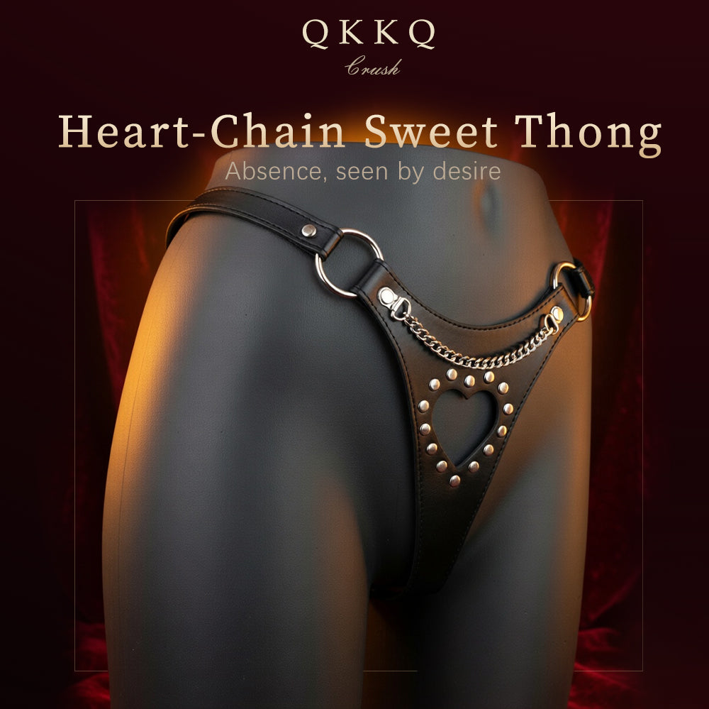 Leather Heart Shaped Cutout G String - Designed Specifically for light BDSM Teasing and intimate control