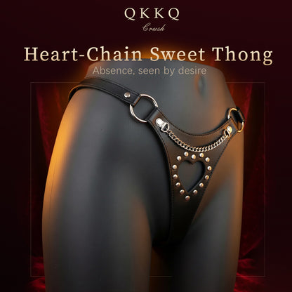 Leather Heart Shaped Cutout G String - Designed Specifically for light BDSM Teasing and intimate control