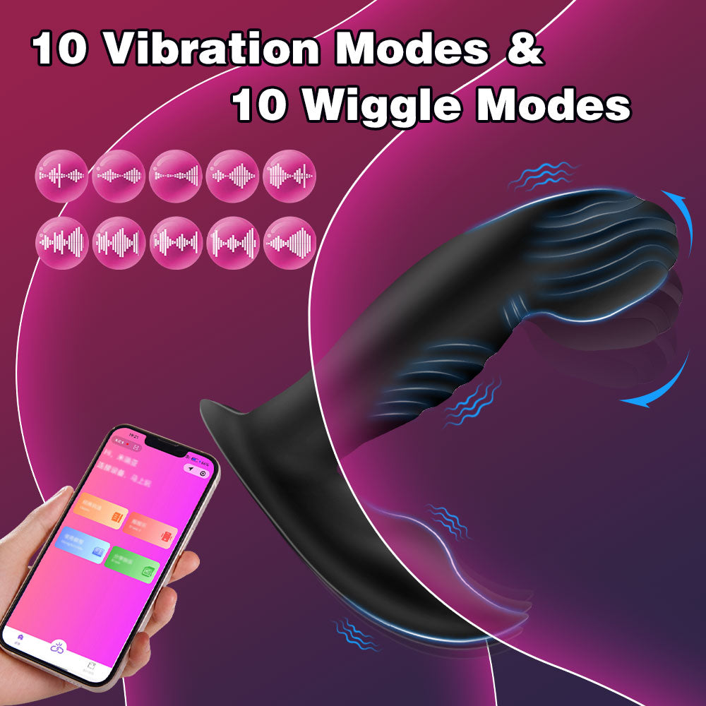 Stoßender Analplug – Schwarzer Klitorisstimulator aus Silikon mit Doppelvibration, Sexspielzeug für Frauen