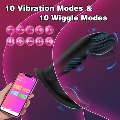Stoßender Analplug – Schwarzer Klitorisstimulator aus Silikon mit Doppelvibration, Sexspielzeug für Frauen