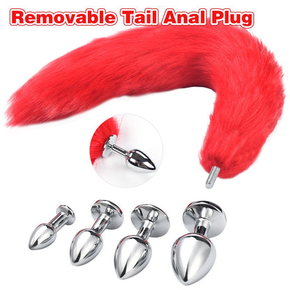 Kit de bondage con tapón anal extraíble de zorro – Juguetes sexuales eróticos de acero inoxidable con sujeción extrema