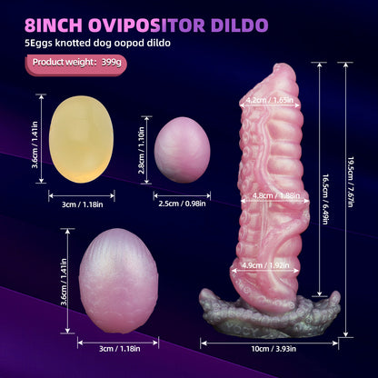 Consolador con tentáculos y ovipositor de fantasía, tapón anal de silicona rosa, para masturbación femenina.