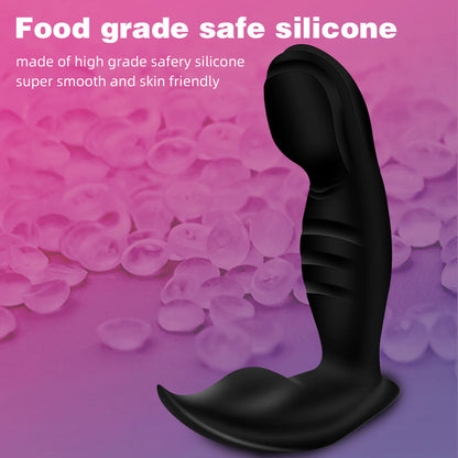 Stoßender Analplug – Schwarzer Klitorisstimulator aus Silikon mit Doppelvibration, Sexspielzeug für Frauen