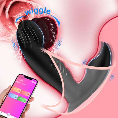 Stoßender Analplug – Schwarzer Klitorisstimulator aus Silikon mit Doppelvibration, Sexspielzeug für Frauen