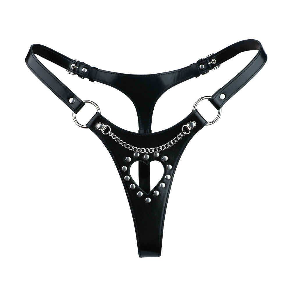 Leather Heart Shaped Cutout G String - Designed Specifically for light BDSM Teasing and intimate control