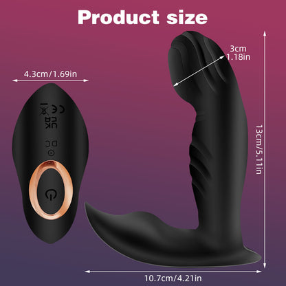 Stoßender Analplug – Schwarzer Klitorisstimulator aus Silikon mit Doppelvibration, Sexspielzeug für Frauen