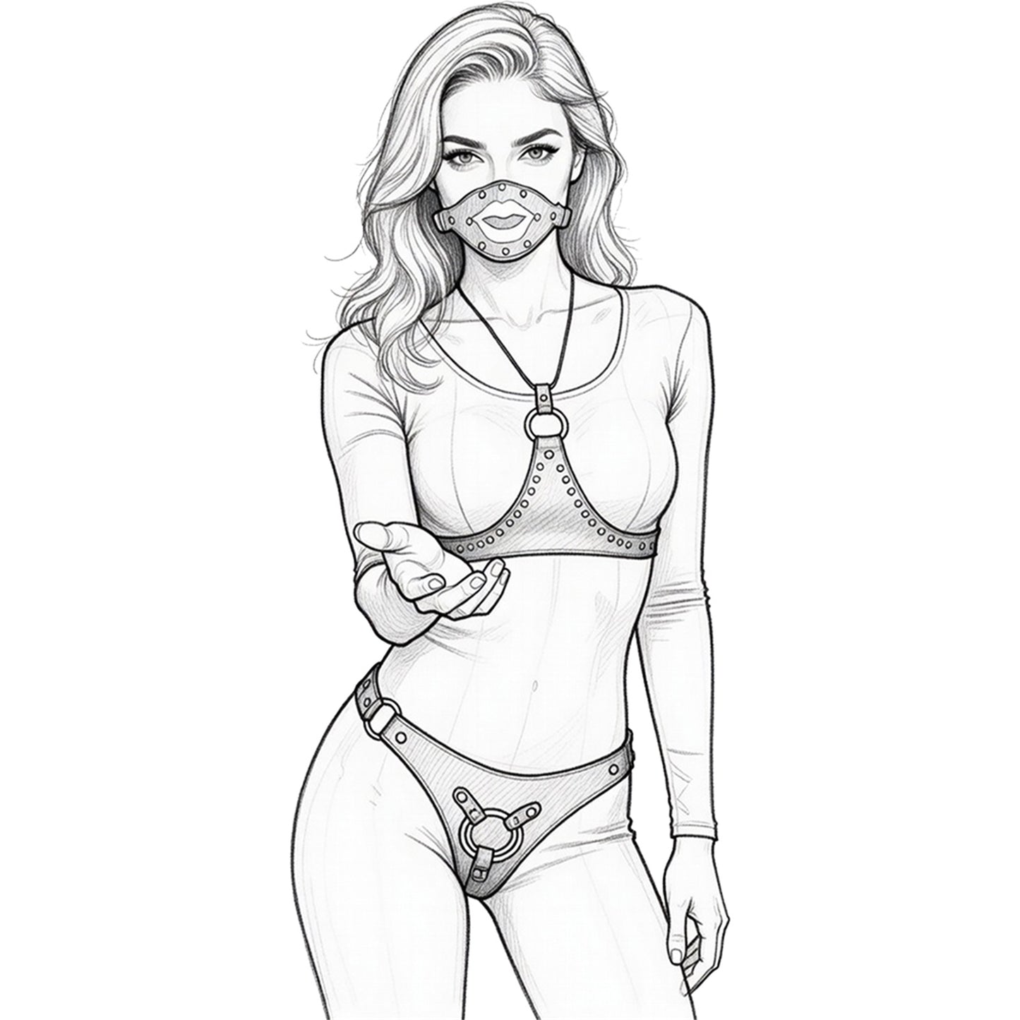 Black Leather BDSM Bodysuit Set – Bold Open G-String Look for Intense Couple Play