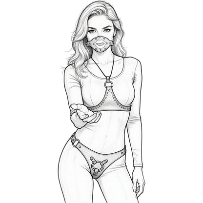 Black Leather BDSM Bodysuit Set – Bold Open G-String Look for Intense Couple Play